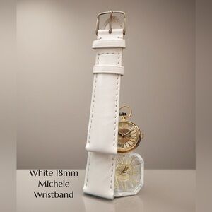 New Michele 18mm white leather patent leather band
